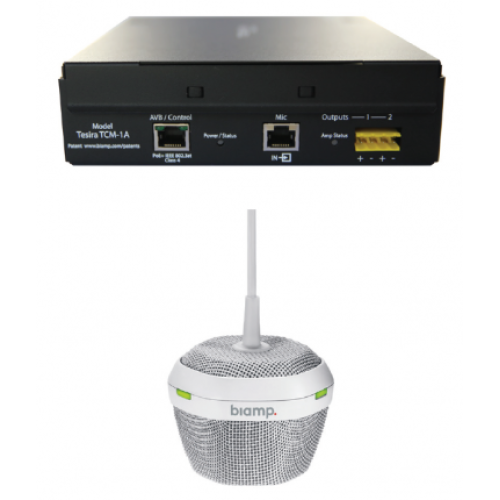 Biamp Tesira TCM-1A(White) микрофон подвесной (plenum box со встроенным усилителем,AVB,PoE+,40Вт /4Ом,30Вт /8Ом):Beamtracking™(AVB);3 зоны по 120°;LED mute индикаторы; 2хRJ45(link TCM-1EX plenum box).Макс.расстояние м/д mic:10м.Кабель:3м.Цвет:белый Biamp Tesira TCM-1A(White) микрофон подвесной (plenum box со встроенным усилителем,AVB,PoE+,40Вт /4Ом,30Вт /8Ом):Beamtracking™(AVB);3 зоны по 120°;LED mute индикаторы; 2хRJ45(link TCM-1EX plenum box).Макс.расстояние м/д mic:10м.Кабель:3м.Цвет:белый