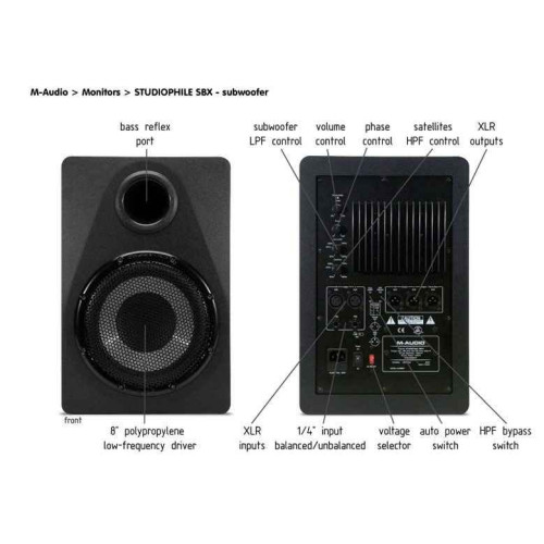 M-Audio Studiophile SBX активный студийный сабвуфер, 8'', 120 Вт M-Audio Studiophile SBX активный студийный сабвуфер, 8'', 120 Вт