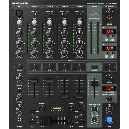 Behringer DJX750 PRO Mixer 5-канальный DJ-микшер Behringer DJX750 PRO Mixer 5-канальный DJ-микшер