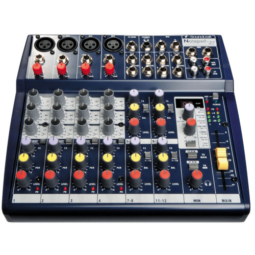 Soundcraft Notepad124FX компактный микшерный пульт с процессором эффектов 4 моно, 4 стерео, 1 эффект посыл, 1 возврат, эквалайзер