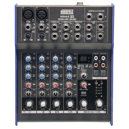 Nordfolk NE602FX микшерный пульт с процессором эффектов Nordfolk NE602FX микшерный пульт с процессором эффектов