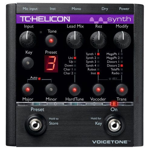 T.C. HELICON VoiceTone Synth напольная вокальная педаль эффекта изменения высоты тона и вокодера T.C. HELICON VoiceTone Synth напольная вокальная педаль эффекта изменения высоты тона и вокодера