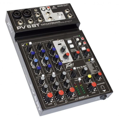 Peavey PV 6 BT 6-канальный аналоговый микшерный пульт с компрессором и Bluetooth Peavey PV 6 BT 6-канальный аналоговый микшерный пульт с компрессором и Bluetooth