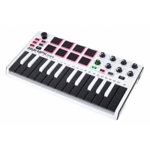 Akai Pro MPK Mini MK2 LE White миди клавиатура с уменьшенными клавишами, 25 клавиш, белый цвет