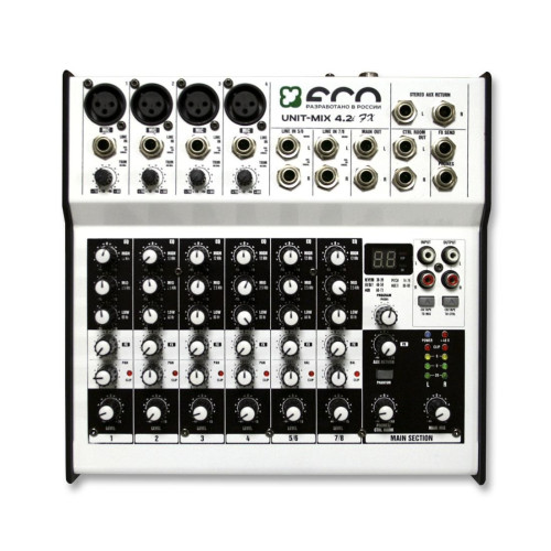 Eco Unit-Mix 4.2i FX микшерный пульт, 4 микрофонных / линейных + 2 стерео входа Eco Unit-Mix 4.2i FX микшерный пульт, 4 микрофонных / линейных + 2 стерео входа