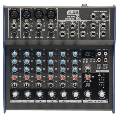 Nordfolk NE802FX микшерный пульт с процессором эффектов Nordfolk NE802FX микшерный пульт с процессором эффектов