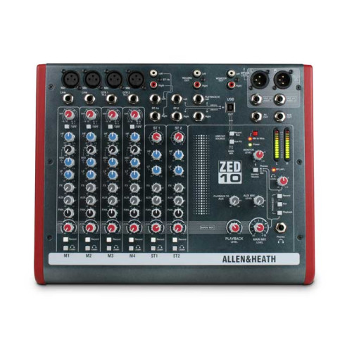 Allen&Heath ZED-10 компактный микшерный пульт, 4 моно, 2 стерео, USB интерфейс Allen&Heath ZED-10 компактный микшерный пульт, 4 моно, 2 стерео, USB интерфейс