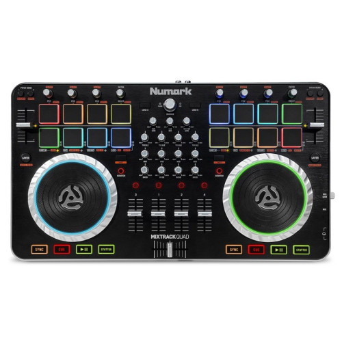 Numark MixTrack Quad USB DJ-контроллер с встроенным 24-бит аудиоинтерфейсом Numark MixTrack Quad USB DJ-контроллер с встроенным 24-бит аудиоинтерфейсом