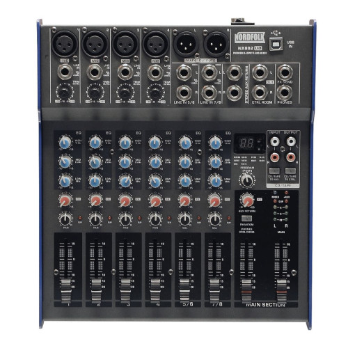 Nordfolk NX802UD микшерный пульт с процессором и USB-интерфейсом Nordfolk NX802UD микшерный пульт с процессором и USB-интерфейсом