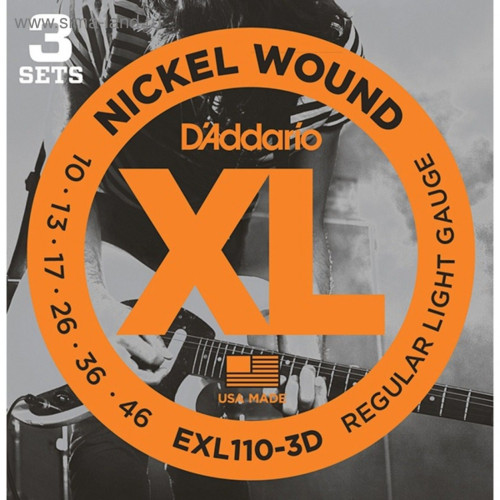D'Addario EXL-110-3D набор из трех комплектов струн для электрогитары, 10-46 D'Addario EXL-110-3D набор из трех комплектов струн для электрогитары, 10-46