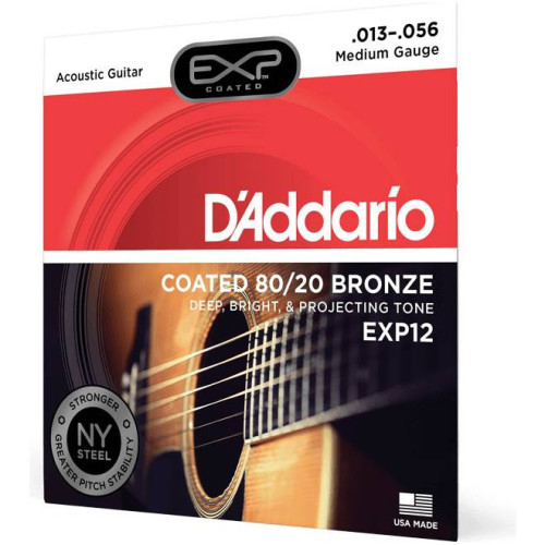 D'Addario EXP-12 стр. для ак. гит. бронза 80 / 20 в обол., Medium 13-56, 6-гранный корд