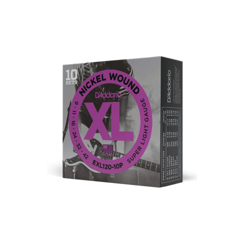 D'Addario EXL-120-10P 10 комплектов струн для электрогитары, 9-42 D'Addario EXL-120-10P 10 комплектов струн для электрогитары, 9-42