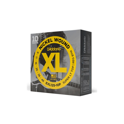 D'Addario EXL-125-10P 10 комплектов струн для электрогитары, 9-46 D'Addario EXL-125-10P 10 комплектов струн для электрогитары, 9-46