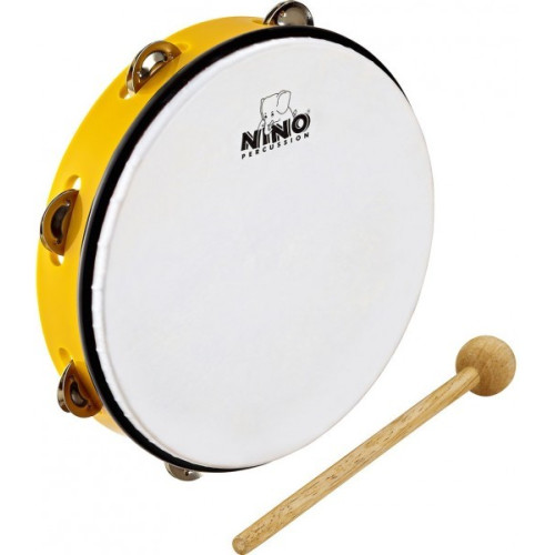 Meinl NINO24Y тамбурин 10' с синтетической мембраной и колотушкой, цвет желтый Meinl NINO24Y тамбурин 10' с синтетической мембраной и колотушкой, цвет желтый