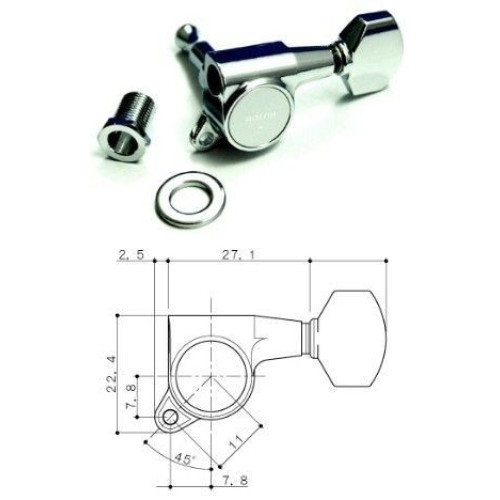 Gotoh SG381-MG-07-C-(L3+R3) колки локовые с автозажимом 3+3, цвет хром Gotoh SG381-MG-07-C-(L3+R3) колки локовые с автозажимом 3+3, цвет хром