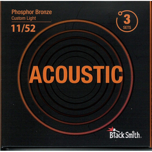 BlackSmith Phosphor Bronze Custom Light 11/52 3 Sets струны для акустической гитары, 11-52, фосф бронза, 3 пачки BlackSmith Phosphor Bronze Custom Light 11/52 3 Sets струны для акустической гитары, 11-52, фосф бронза, 3 пачки