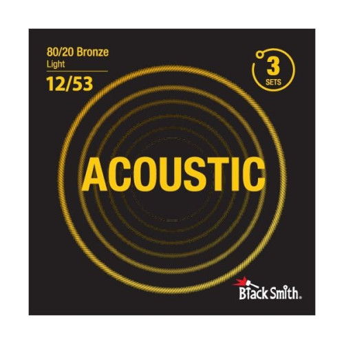 BlackSmith 80/20 Bronze Light 12/53 3 Sets струны для акуст гитары, 12-53, 80/20 бронза, 3 пачки BlackSmith 80/20 Bronze Light 12/53 3 Sets струны для акуст гитары, 12-53, 80/20 бронза, 3 пачки