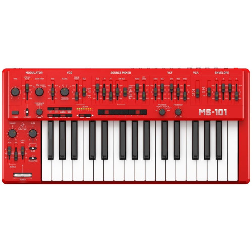 Behringer MS-101-RD 32-х клавишный аналоговый синтезатор Behringer MS-101-RD 32-х клавишный аналоговый синтезатор