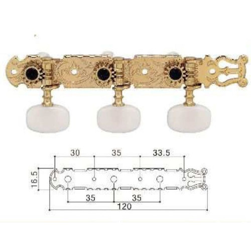 Gotoh 35G-420 колки для классической гитары, цвет золотой, белый пластик Gotoh 35G-420 колки для классической гитары, цвет золотой, белый пластик
