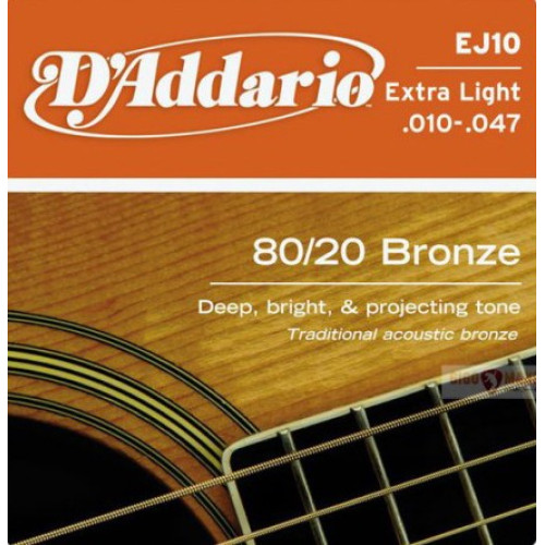 D'Addario EJ-10 Extra Light струны для акустической гитары D'Addario EJ-10 Extra Light струны для акустической гитары