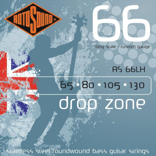 Rotosound RS66LH струны для бас-гитары с пониженным строем, сталь, 65-130 Rotosound RS66LH струны для бас-гитары с пониженным строем, сталь, 65-130