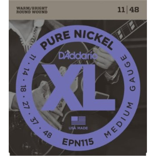 D'Addario EPN115 Pure Nickel Blues/Jazz Rock 11 - 48 струны для электрогитары D'Addario EPN115 Pure Nickel Blues/Jazz Rock 11 - 48 струны для электрогитары