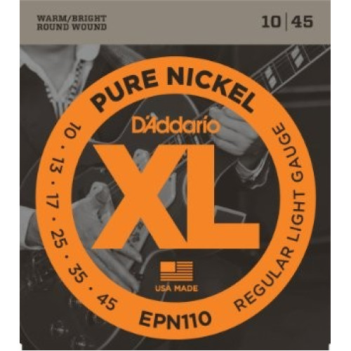 D'Addario EPN110 Pure Nickel Regular Light 10-45 струны для электрогитары D'Addario EPN110 Pure Nickel Regular Light 10-45 струны для электрогитары
