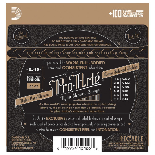 D'Addario EJ45FF струны для классической гитары, карбон, среднее натяжение D'Addario EJ45FF струны для классической гитары, карбон, среднее натяжение