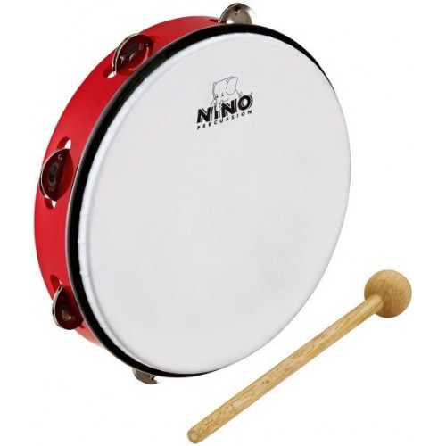 Meinl Nino24R тамбурин 10' с синтетической мембраной и колотушкой, цвет красный Meinl Nino24R тамбурин 10' с синтетической мембраной и колотушкой, цвет красный