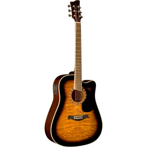 Jay Turser JTA-454QCET-TSB электроакустическая гитара Dreadnought, цвет табачный санбёрст Jay Turser JTA-454QCET-TSB электроакустическая гитара Dreadnought, цвет табачный санбёрст