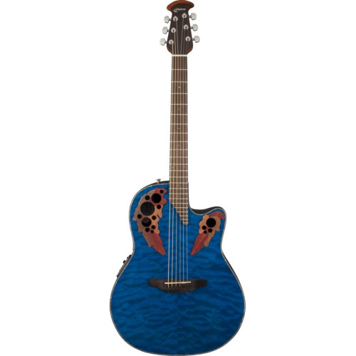 Ovation CE44P-8TQ Celebrity Elite Plus Mid Cutaway Trans Blue Quilt Maple электроакустическая гитара, цвет синий санбёрст Ovation CE44P-8TQ Celebrity Elite Plus Mid Cutaway Trans Blue Quilt Maple электроакустическая гитара, цвет синий санбёрст