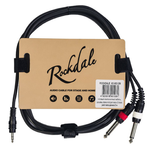 Rockdale XC-002-2M готовый компонентный кабель, разъёмы stereo mini jack папа x 2 mono jack папа длина 2 м Rockdale XC-002-2M готовый компонентный кабель, разъёмы stereo mini jack папа x 2 mono jack папа длина 2 м