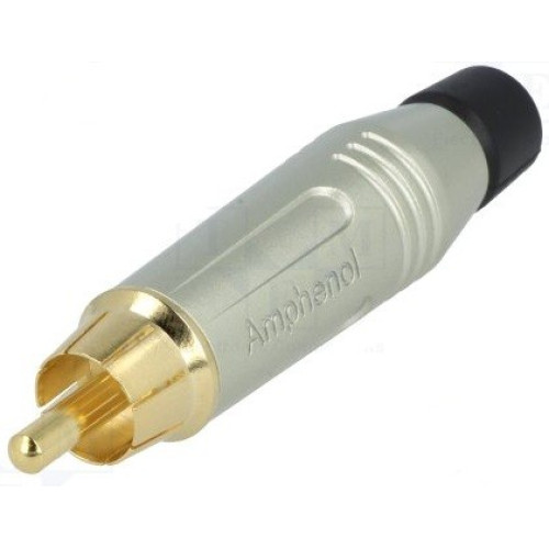 Amphenol ACPR-SBK разъем RCA, цвет серый, с черным кольцом Amphenol ACPR-SBK разъем RCA, цвет серый, с черным кольцом