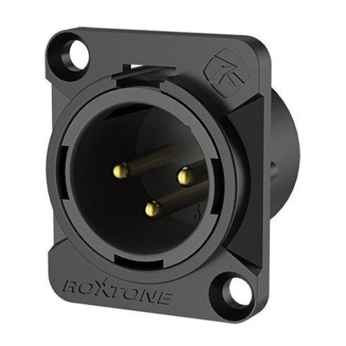 Roxtone RX3MD-BG разъем cannon (XLR) панельный "папа" 3-х контактный, цвет черный Roxtone RX3MD-BG разъем cannon (XLR) панельный "папа" 3-х контактный, цвет черный