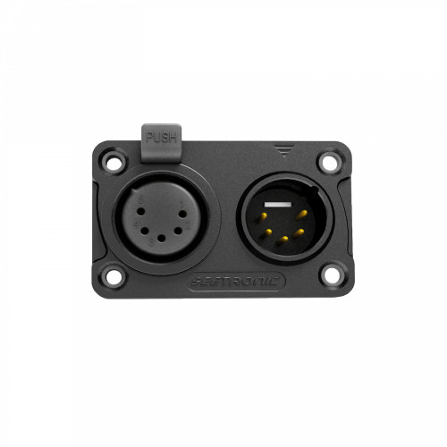 Seetronic C5F2C-W-B панельный разъем XLR5 "мама"+ "папа", позолоченные контакты, чёрный Seetronic C5F2C-W-B панельный разъем XLR5 "мама"+ "папа", позолоченные контакты, чёрный