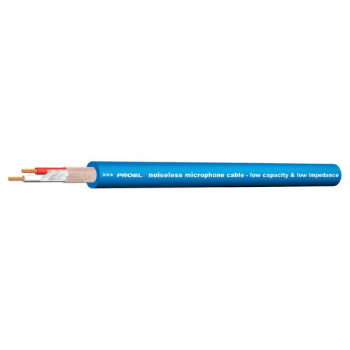 Proel HPC210 BL микрофонный балансный кабель с пониженным уровнем шума, 24AWG=30х0.10 мм (0.22 кв. мм), синий, в бухте 100м