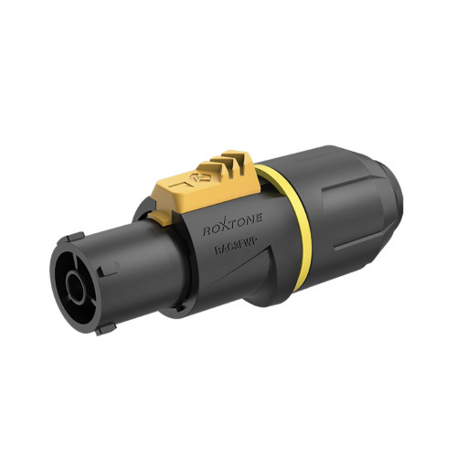 Roxtone RAC3FWP yellow ring разъем кабельный powercon, IP65, 3-х контактный, "мама", черный с желтым кольцом Roxtone RAC3FWP yellow ring разъем кабельный powercon, IP65, 3-х контактный, "мама", черный с желтым кольцом