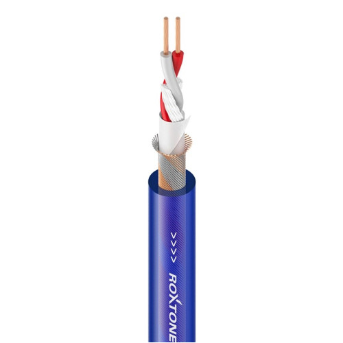 Roxtone MC020/100 Blue симметричный микрофонный кабель из бескислородной меди 100 метров на картонной катушке, цвет синий Roxtone MC020/100 Blue симметричный микрофонный кабель из бескислородной меди 100 метров на картонной катушке, цвет синий