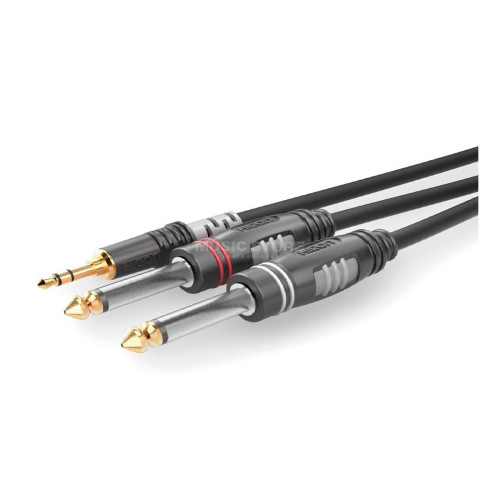 Sommer Cable HBA-3S62-0600 аудиокабель BASIC+, 3,5 Jack stereo <=> 2 x 6,3 Jack mono, 6 м, HICON Sommer Cable HBA-3S62-0600 аудиокабель BASIC+, 3,5 Jack stereo <=> 2 x 6,3 Jack mono, 6 м, HICON