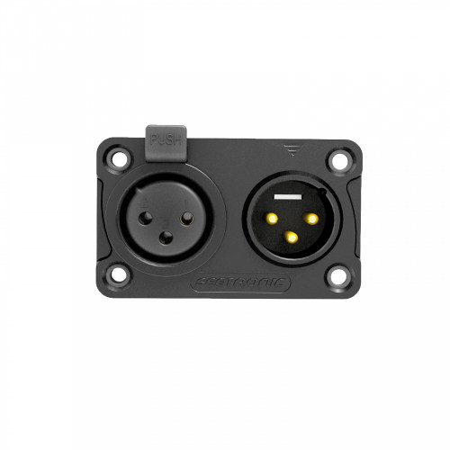 Seetronic C4F2C-W-B панельный разъем XLR4 "мама"+ "папа", позолоченные контакты, чёрный Seetronic C4F2C-W-B панельный разъем XLR4 "мама"+ "папа", позолоченные контакты, чёрный