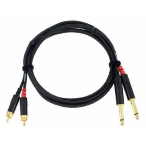 Cordial CFU 1.5 PC кабель сдвоенный RCA—джек моно 6.3мм male, 1.5 метра, черный Cordial CFU 1.5 PC кабель сдвоенный RCA—джек моно 6.3мм male, 1.5 метра, черный