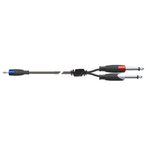 Quik Lok SX/30-3K компонентный кабель, 3 метра, разъёмы 2 Mono Jack "папа" - Stereo Mini Jack Quik Lok SX/30-3K компонентный кабель, 3 метра, разъёмы 2 Mono Jack "папа" - Stereo Mini Jack