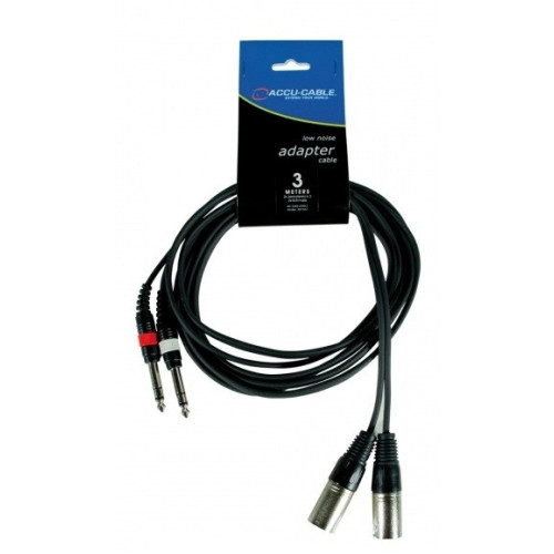 American DJ AC-2J6S-2XM/3 кабель переходник, 2 х стерео jack 6.3 -- 2 х XLR3M папа, цвет черный American DJ AC-2J6S-2XM/3 кабель переходник, 2 х стерео jack 6.3 -- 2 х XLR3M папа, цвет черный