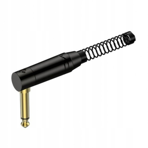 Roxtone RJ2RPP-BG разъем джек 6.3 мм моно папа (угловой) с пружиной, цвет черный, покрытие контактов золото Roxtone RJ2RPP-BG разъем джек 6.3 мм моно папа (угловой) с пружиной, цвет черный, покрытие контактов золото