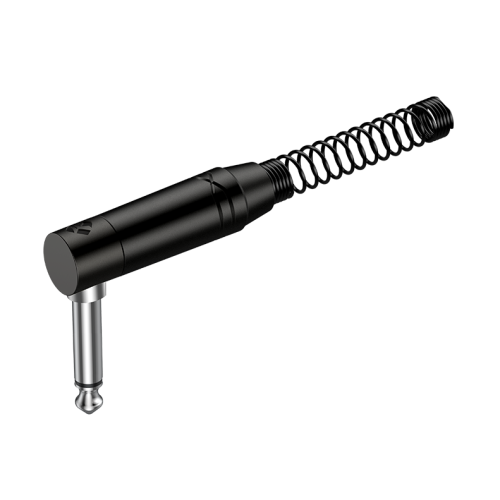 Roxtone RJ2RPP-BN разъем джек 6.3 мм моно папа (угловой) с пружиной, цвет черный, покрытие контактов никель Roxtone RJ2RPP-BN разъем джек 6.3 мм моно папа (угловой) с пружиной, цвет черный, покрытие контактов никель