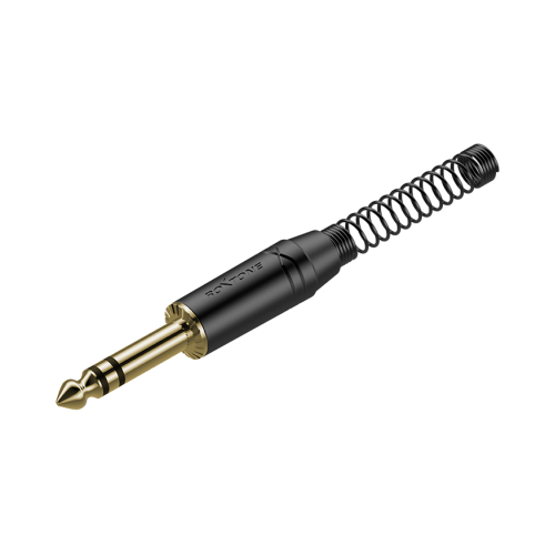 Roxtone RJ3PP-BG разъем джек 1/4" стерео с пружиной, диаметр кабеля с пружиной 7 мм, без пружины 8.5 мм, цвет черный Roxtone RJ3PP-BG разъем джек 1/4" стерео с пружиной, диаметр кабеля с пружиной 7 мм, без пружины 8.5 мм, цвет черный