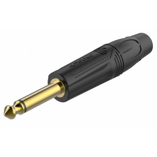 Roxtone RJ2P-BG разъем Jack 1/4" моно с резиновым держателем под кабель, цвет черный