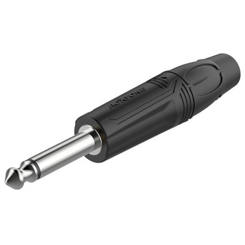 Roxtone RJ2P-BN разъем Jack 1/4" моно с резиновым держателем под кабель, цвет черный