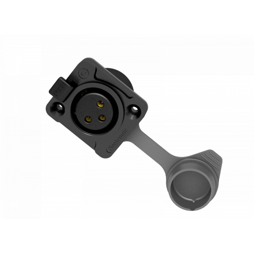 Seetronic K3F2C-W-B панельный разъем XLR "мама", 3-контактный, с защитной крышкой, IP65, позолоченные контакты, чёрный Seetronic K3F2C-W-B панельный разъем XLR "мама", 3-контактный, с защитной крышкой, IP65, позолоченные контакты, чёрный