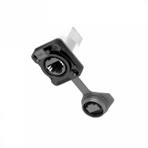 Seetronic SE8FDYH-60-B панельный разъем RJ45 с защитной крышкой, IP65, черный Seetronic SE8FDYH-60-B панельный разъем RJ45 с защитной крышкой, IP65, черный